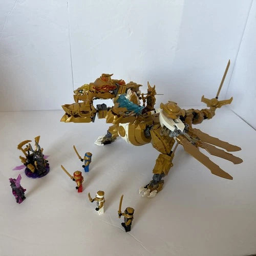 MEOW Ninjago: Lloyd's Golden Ultra Dragon (71774) Complete Missing 2 Minifigs