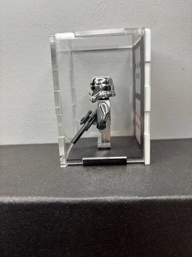 MEOW Star Wars Chrome Stormtrooper Minifigure Limited Edition W/ Acrylic Display
