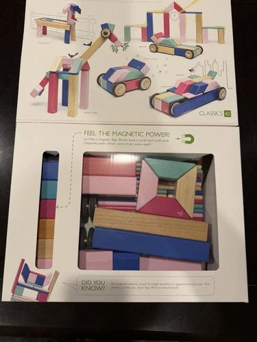 Tegu Classic Magnetic Wooden Building Block Set, 42pcs Classic