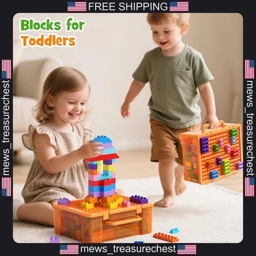 Building Blocks Set for Kids 97 Pieces STEM Learning Toys with Storage