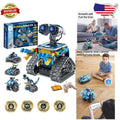 Programmable Robot Kit 488pc STEM Building Toy Rechargeable App Control Blue Bot