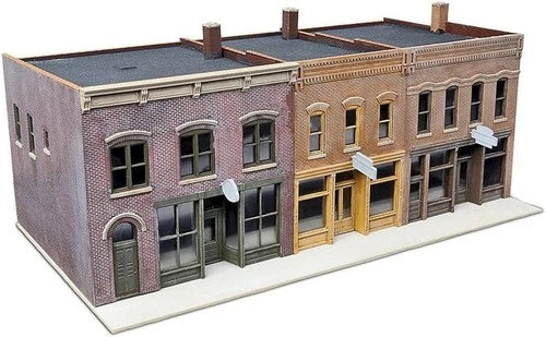Merchant Row HO Scale Building Kit with Assembly Required Storefronts and Decal