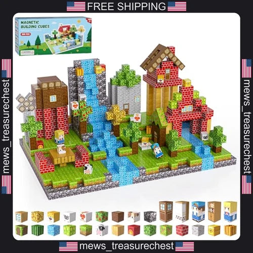 Magnetic Building Blocks Set for Kids, 200 Cubes, Creative STEM Toys