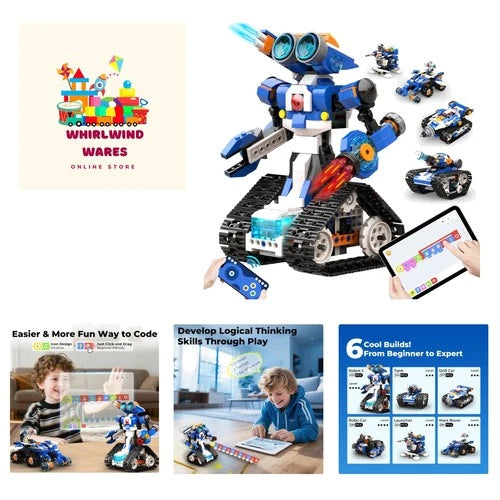 STEM Coding Robot Toy 6-in-1 Building Kit for Boys 8-12 480 Blocks \| APP Remo...