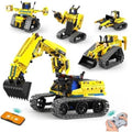 5-in-1 STEM Building Block Kit RC Robot Excavator Toys for Ages 8-13 \| 8037
