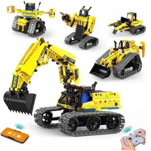 5-in-1 STEM Building Block Kit RC Robot Excavator Toys for Ages 8-13 \| 8037