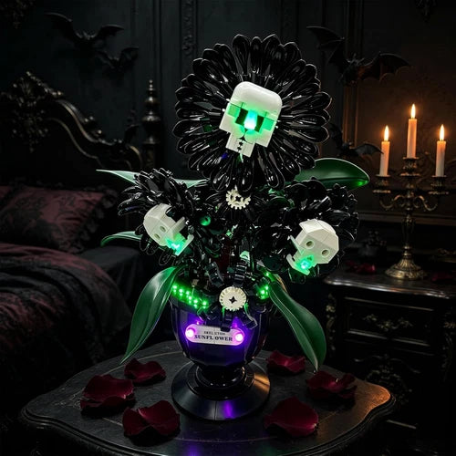 Skull Flower Lighting Building Bricks Set, Horror Plants Table Decoration