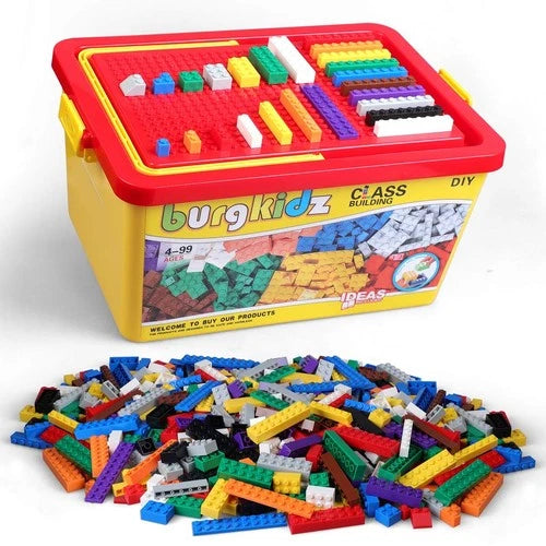 Piece Building Blocks Set with Wheels Storage Box Base Plate Ages 3+