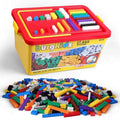 Piece Building Blocks Set with Wheels Storage Box Base Plate Ages 3+