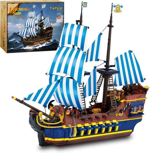 Pirates Ship Model Building Blocks Kit, MOC Sailboat Construction 2010+Pieces