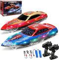 2 Pack 13 Inch Remote Control Boat for Kids, 2 Batteries, 2.4Ghz RC Racing Boat