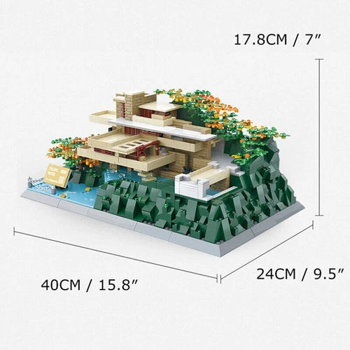 LIYanna 1220Pcs Model Set Fallingwater Pennsylvania Building Blocks Puzzle Toys