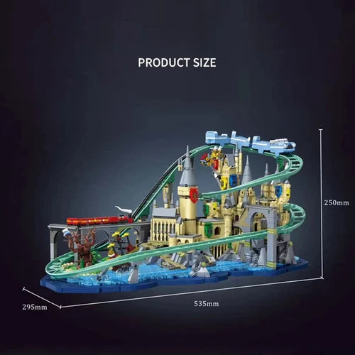 Fantasy Magic Castle Electric Roller Coaster Building Blocks High Challenge DIY