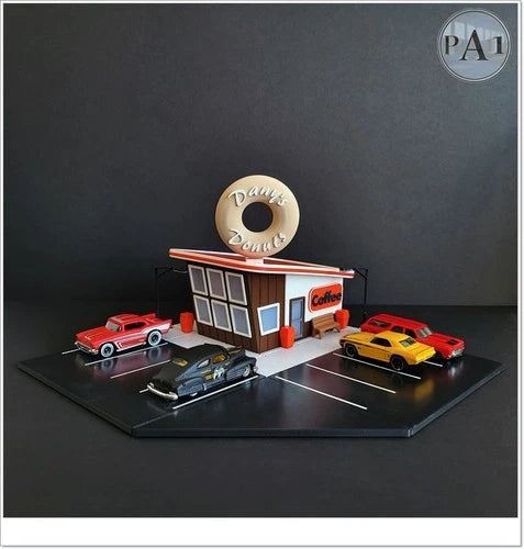 1:64 Scale DIY Donut Shop Diorama Kit Unassembled Retro Miniature Scene Display