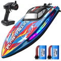 DEERC Fast RC Boat 20+MPH 7 LED Light Modes Remote Control Racing Boat for Kids