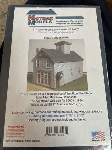 Motrak Models Alton Fire Station Structure Kit - S Scale - NEW