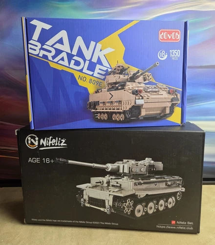 Military Tank Building Blocks (2) - Nifeliz Tiger & Dovob Bradley M2 Tank -New