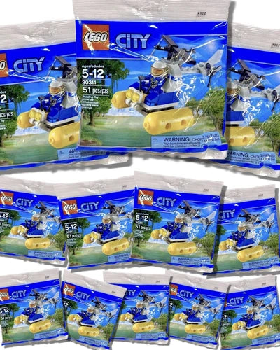 =Lot: 12 Polybags= LEGO City 30311 Police Swamp Helicopter Party Favors