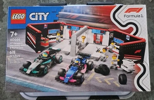 Lego City 60444 F1 Garage & Mercedes-AMG & Alpine Cars 678 Pieces - BOX DAMAGE