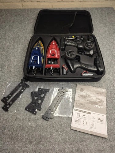 BEZGAR TX2P2 RC Boat 2 Pack Combo Set 2.4GHz High Speed Waterproof Suitcase Case
