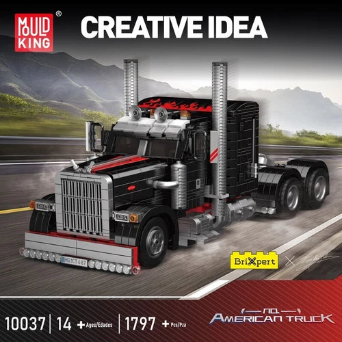 Mould King 10037 Flatbed Semi Truck Tow Truck Muscle Car Building Block Toy