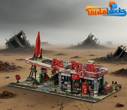 MOC Red Rocket Modular Gas Station Fallout Building Block Set 2267PCS Bricks Toy