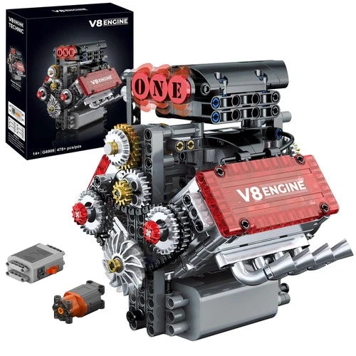 V8 Engine Model Kit That Works Micro Building Blocks Set - Small, Brown