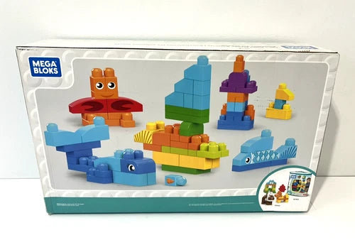 MEGA BLOKS LET'S BUILD OCEAN ANMALS SET 100 PCS BUILDING BLOCKS FISH TURTLE CRAB