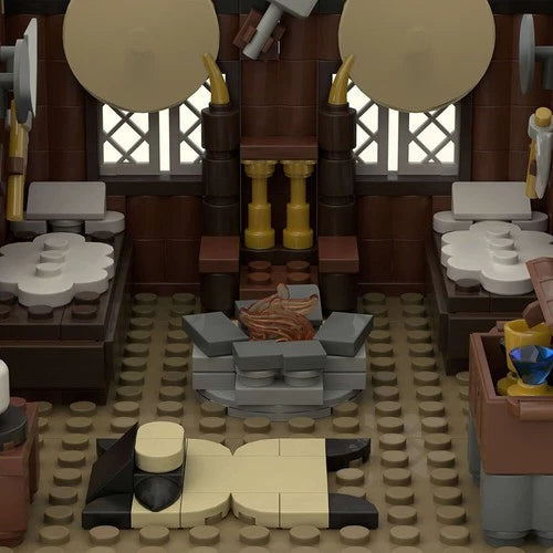 The Viking House with Interior Cart and 2 Cows 2795 Parts Building Blocks Set