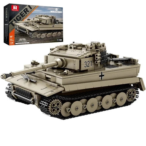 WW2 German Tiger I Tank Building Block Set, 1138 PCS Model Kit for Adults & Teen